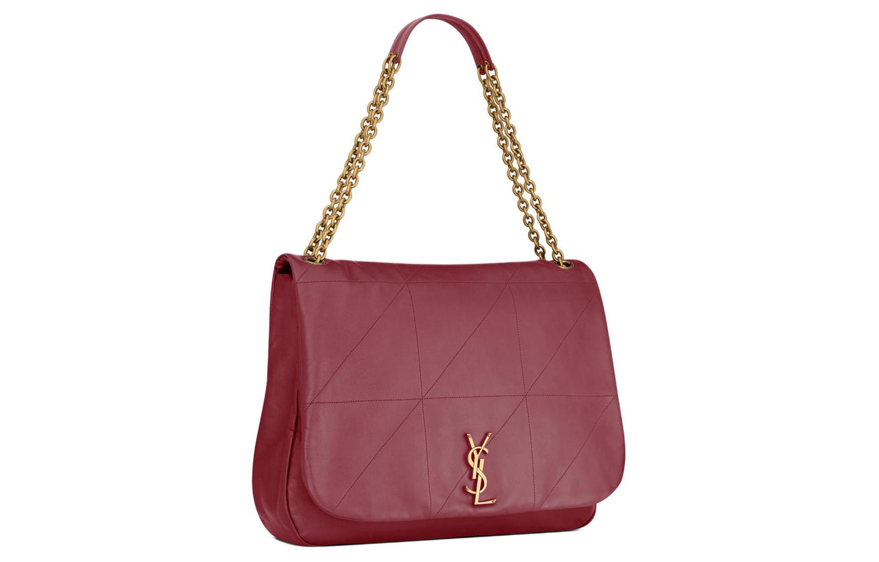 SAINT LAURENT Jamie Lambskin Handbag, Shoulder Bag Women's Merlot Red