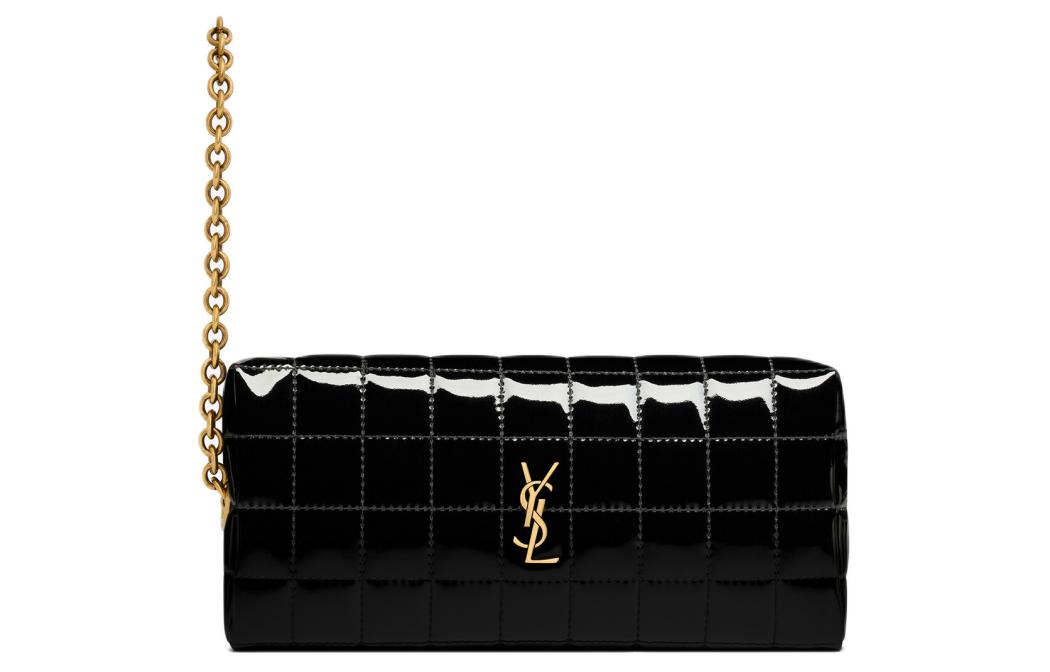 SAINT LAURENT CASSANDRE Polyurethane With Polyester Clutch Women's Black