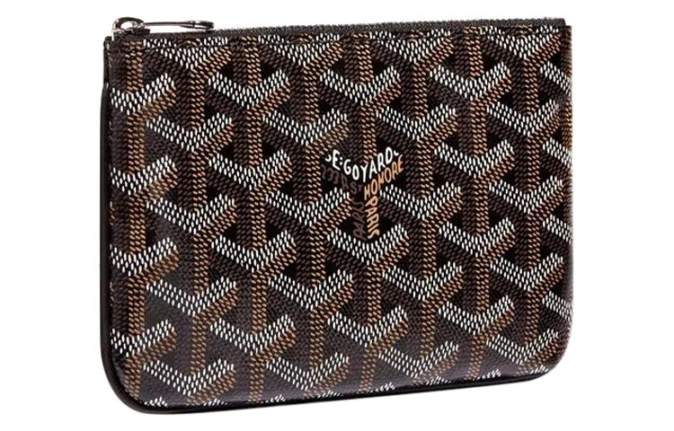 GOYARD SENAT Canvas With Calfskin Wallet Card Holder Clutch Mini Unisex Black