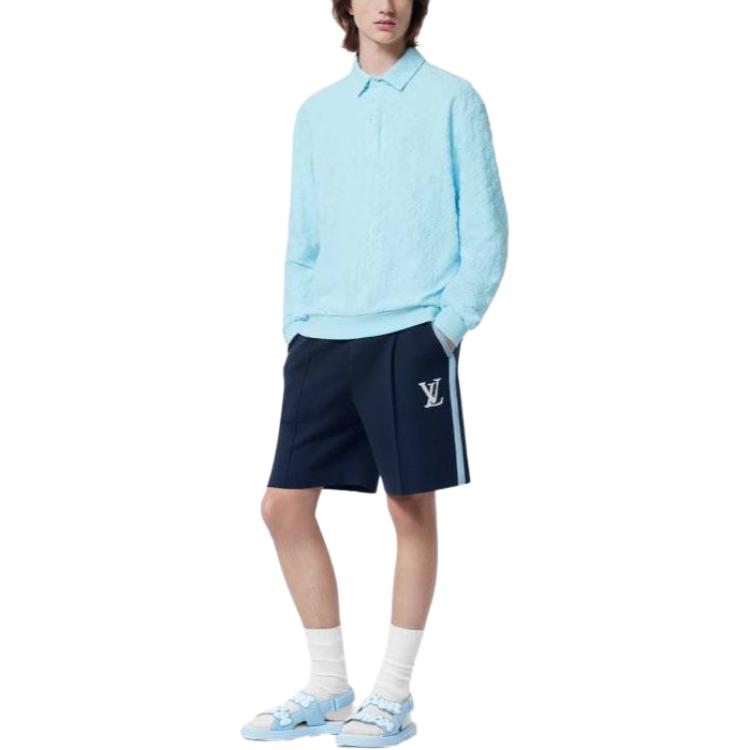 LOUIS VUITTON x Tyler Monogram Long Sleeved Cotton Polo Shirt Polo Shirt Men's Blue