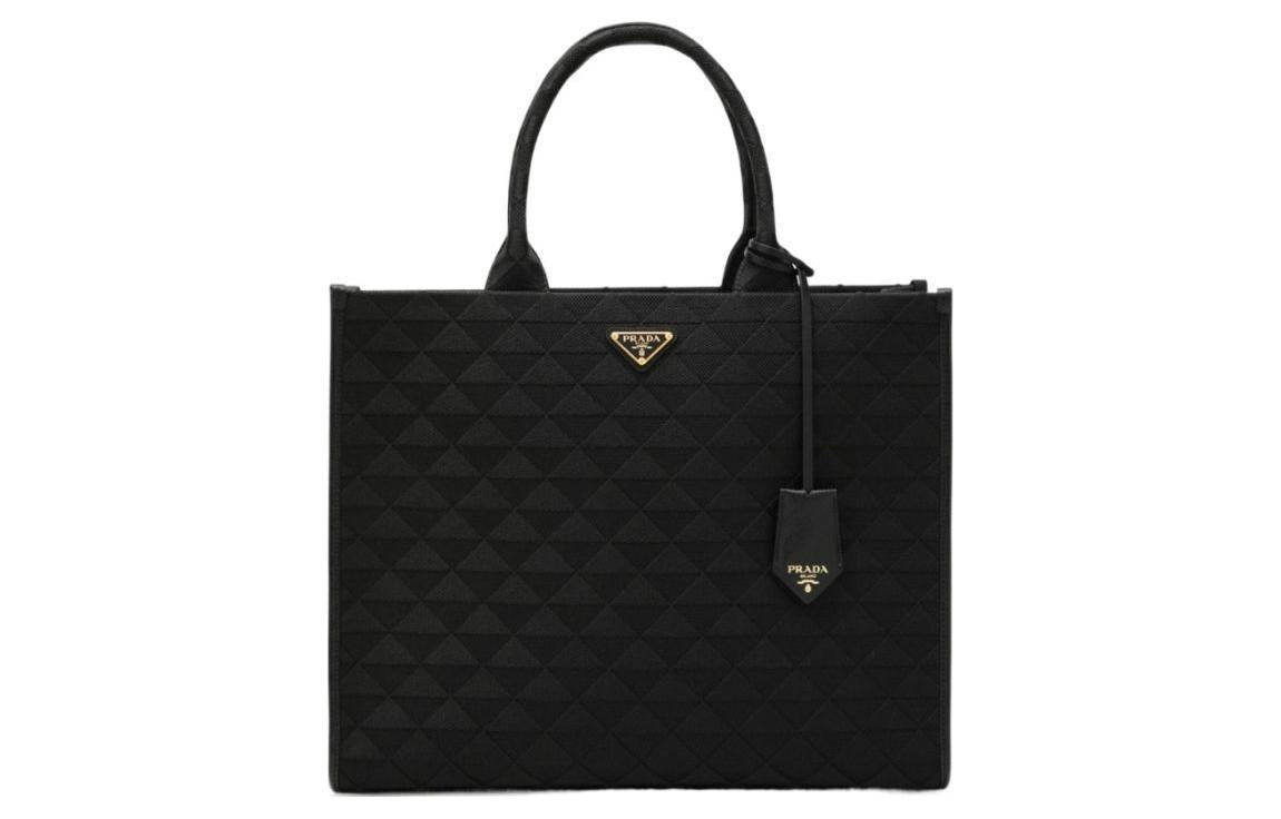 PRADA Symbole Leather Tote Bag Shopping Bag Handbag Large Size Women's Black