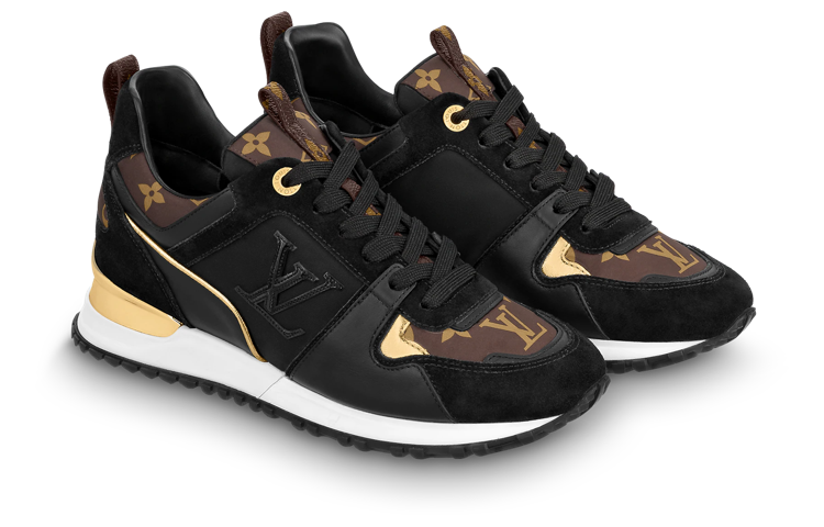 LOUIS VUITTON Run Away Trainers 'Black With Brown Monogram' Women's