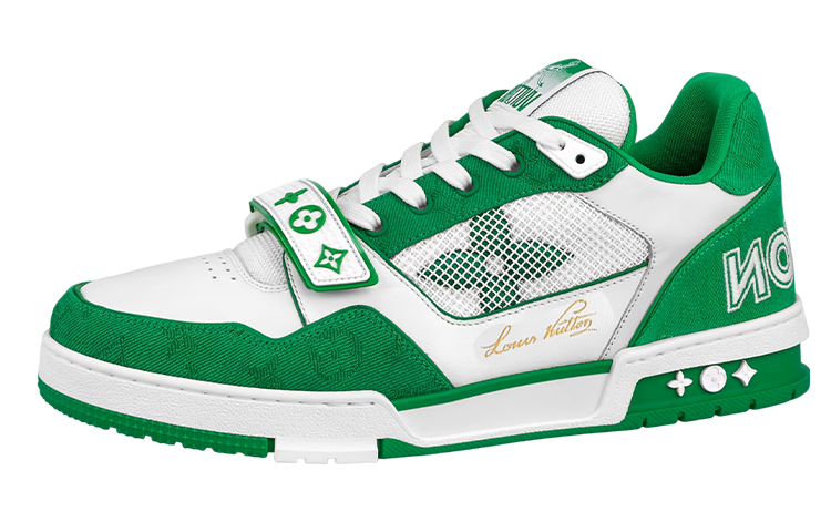 LOUIS VUITTON Trainer Low Top Stylish Skateboarding Shoes Unisex White Green