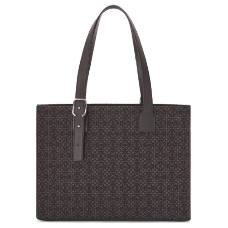 LOEWE Canvas Jacquard With Calfskin Canvas Bag Tote Bag Shopping Bag Shoulder Bag Handbag Men's Anthracite/Black
