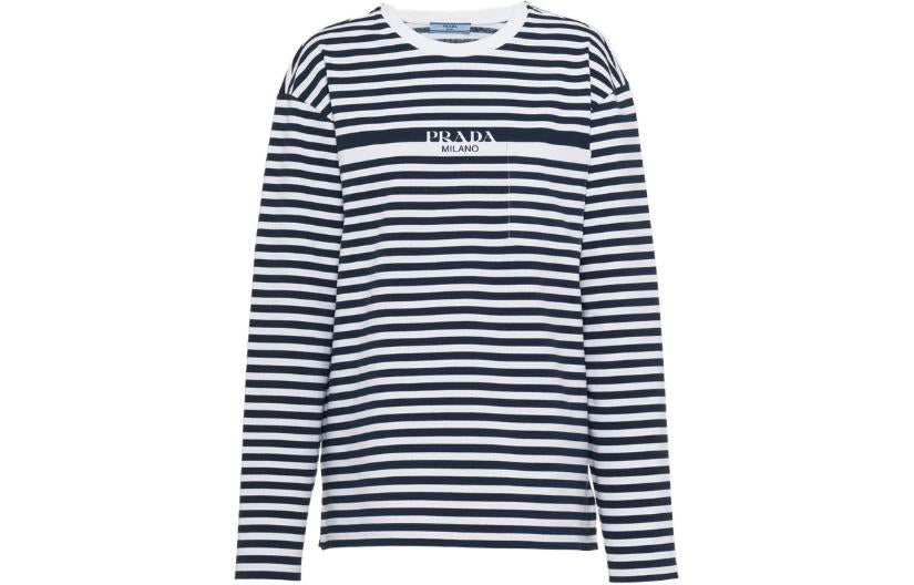PRADA T-Shirts Women's Blue With White Lettering