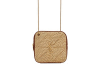 SAINT LAURENT Natural Woven Patchwork Leather Shoulder Bag Crossbody Bag Women's Natural Linen