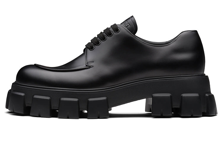 PRADA Monolith Brushed Leather Lace-up Shoes