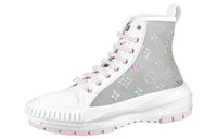 LOUIS VUITTON Squad Stylish Skateboarding Shoes Women's White Gray Pink