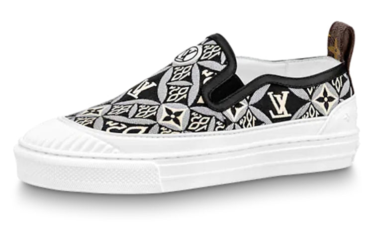 LOUIS VUITTON Playtime Slip On Shoes 'Black White Monogram' Women's
