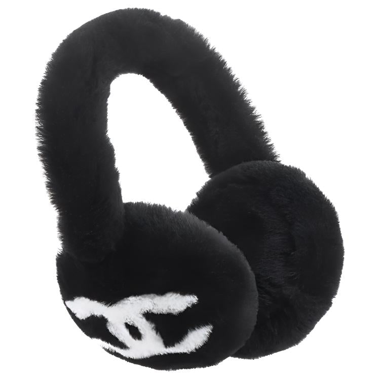 CHANEL Wool Earmuffs Women's Black
