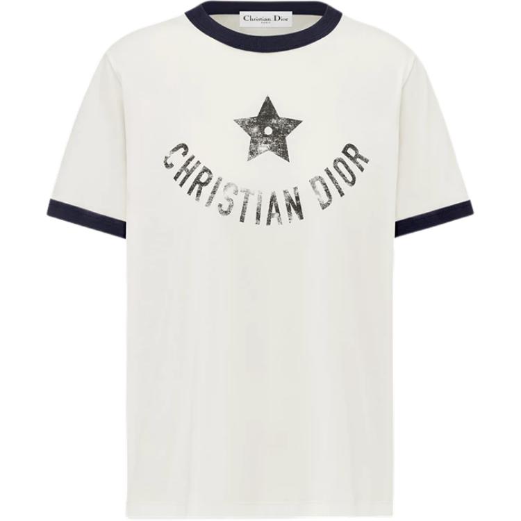 DIOR DIORIVIERA Logo Letter Print Casual Crew Neck Short-Sleeved T-Shirt T-Shirt Women's Ecru