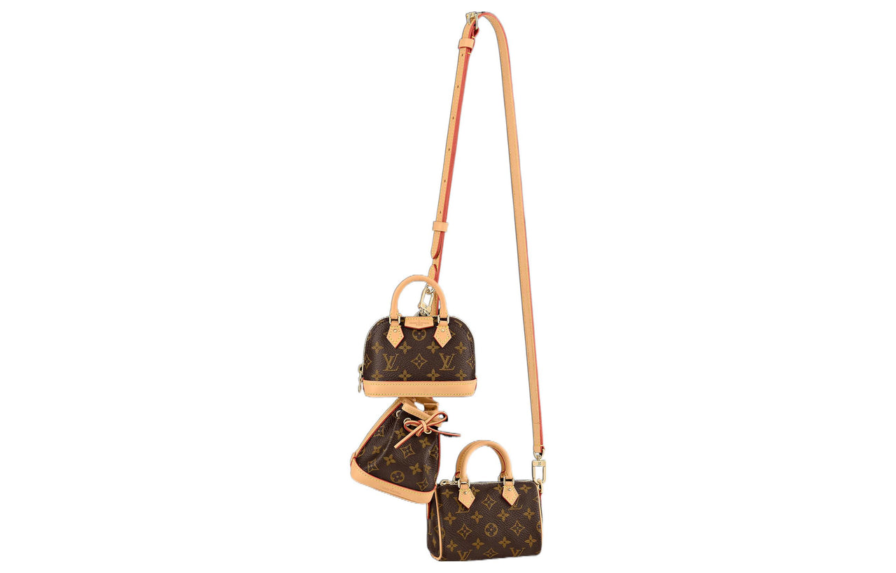 LOUIS VUITTON Trio Mini Icones Monogram Bag Brown