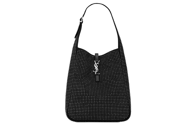 SAINT LAURENT LE5A7 Fabric With Cow Leather Hobo Bag Handbag Shoulder Bag Women's Black