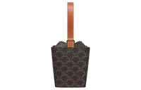 CELINE Cow Leather Binding Strap Box Handbag, Popcorn Box, Handbag Regular Women's Tawny