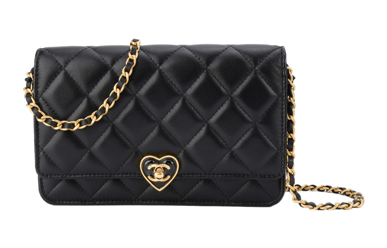 CHANEL WOC Sheepskin Wallets Shoulder Bag Crossbody Bag Women's Black