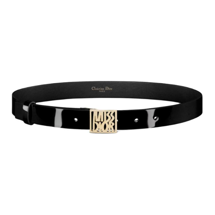 DIOR Cow Leather Belts Women's Black Width 2.5cm
