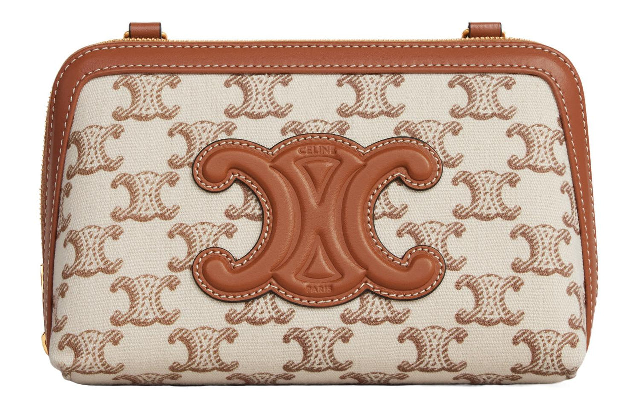 CELINE Calfskin One Shoulder Clutch Women's White