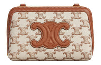 CELINE Calfskin One Shoulder Clutch Women's White