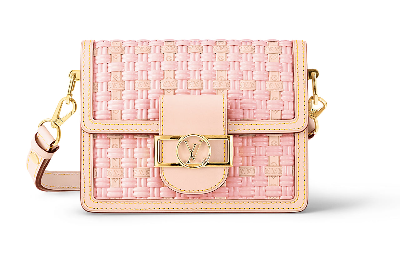 LOUIS VUITTON Dauphine Coated Canvas Cow Leather Patchwork Trim Portable Crossbody Bag Shoulder Bag Mini Women's Pink