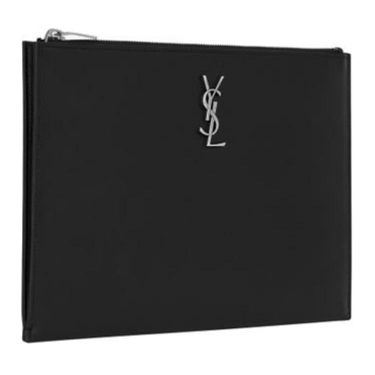 SAINT LAURENT Smooth Cow Leather Storage Bag Clutch Men's Black