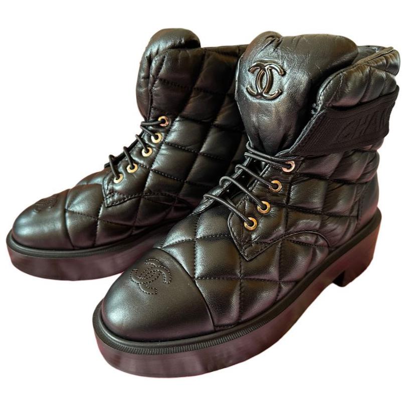 CHANEL 23B Ankle Boots Women's Black
