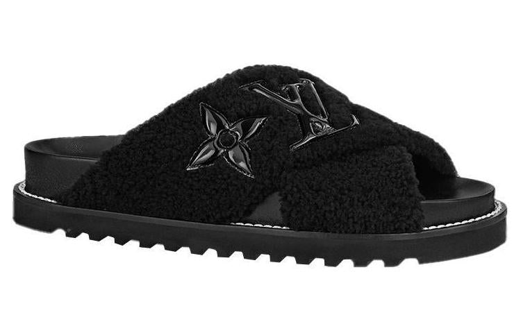 LOUIS VUITTON Paseo Comfort Odor Resistant Slide Slippers Women's Black