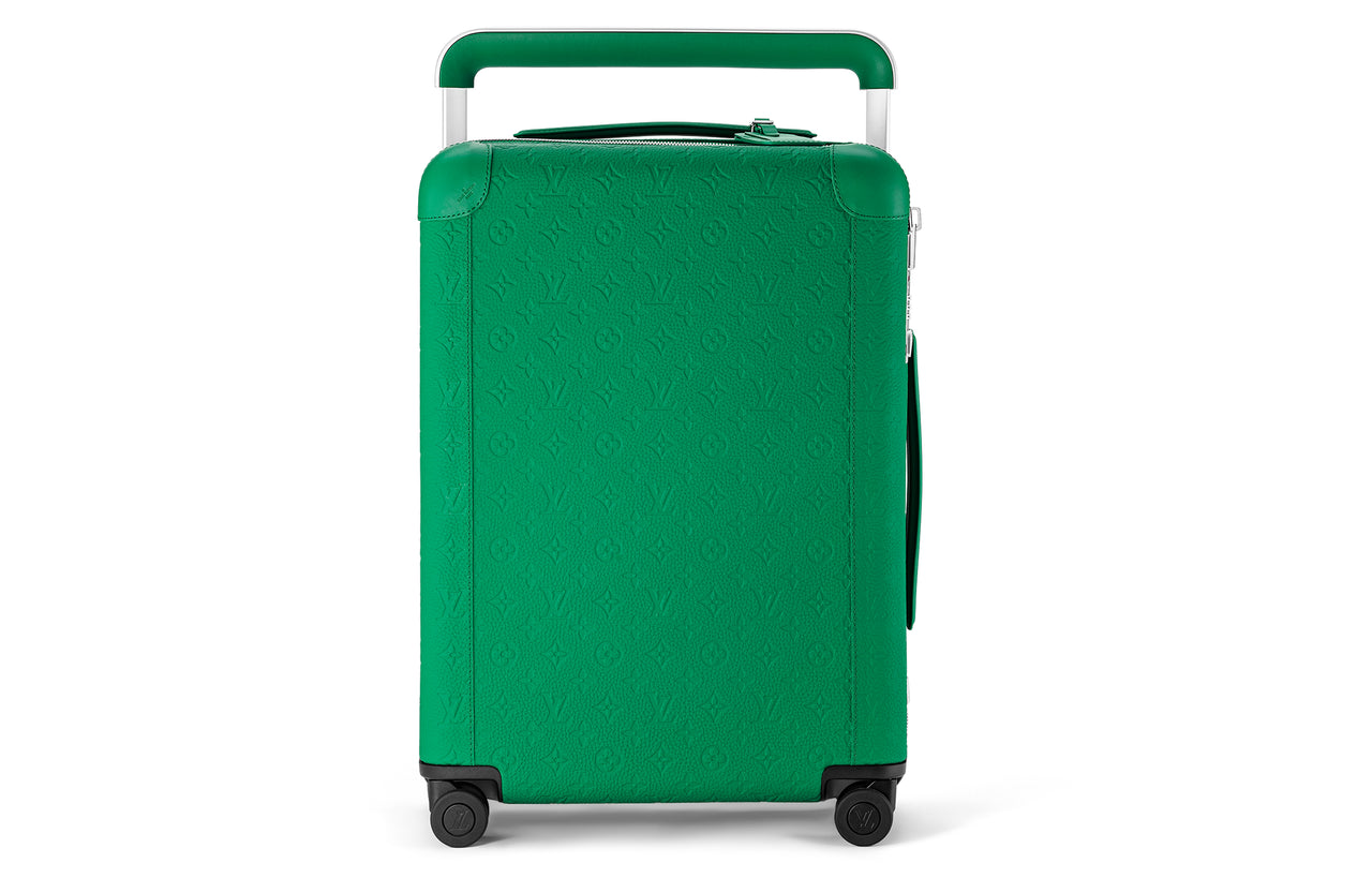 LOUIS VUITTON Horizon Leather Cow Leather Patchwork Trim Suitcase Luggage 20 Inch Men's Green