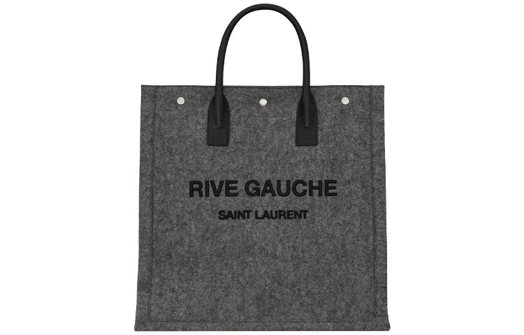 SAINT LAURENT Rive Gauche Felt Patchwork Vertical Tote Bag Shopping Bag Handbag Unisex Gray & Black