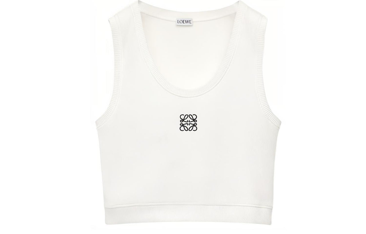 LOEWE Cropped Anagram Tank Top 'White/Navy Blue'