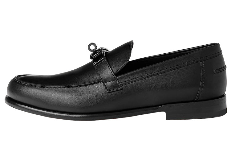 HERMES Destin Loafers Men's Black