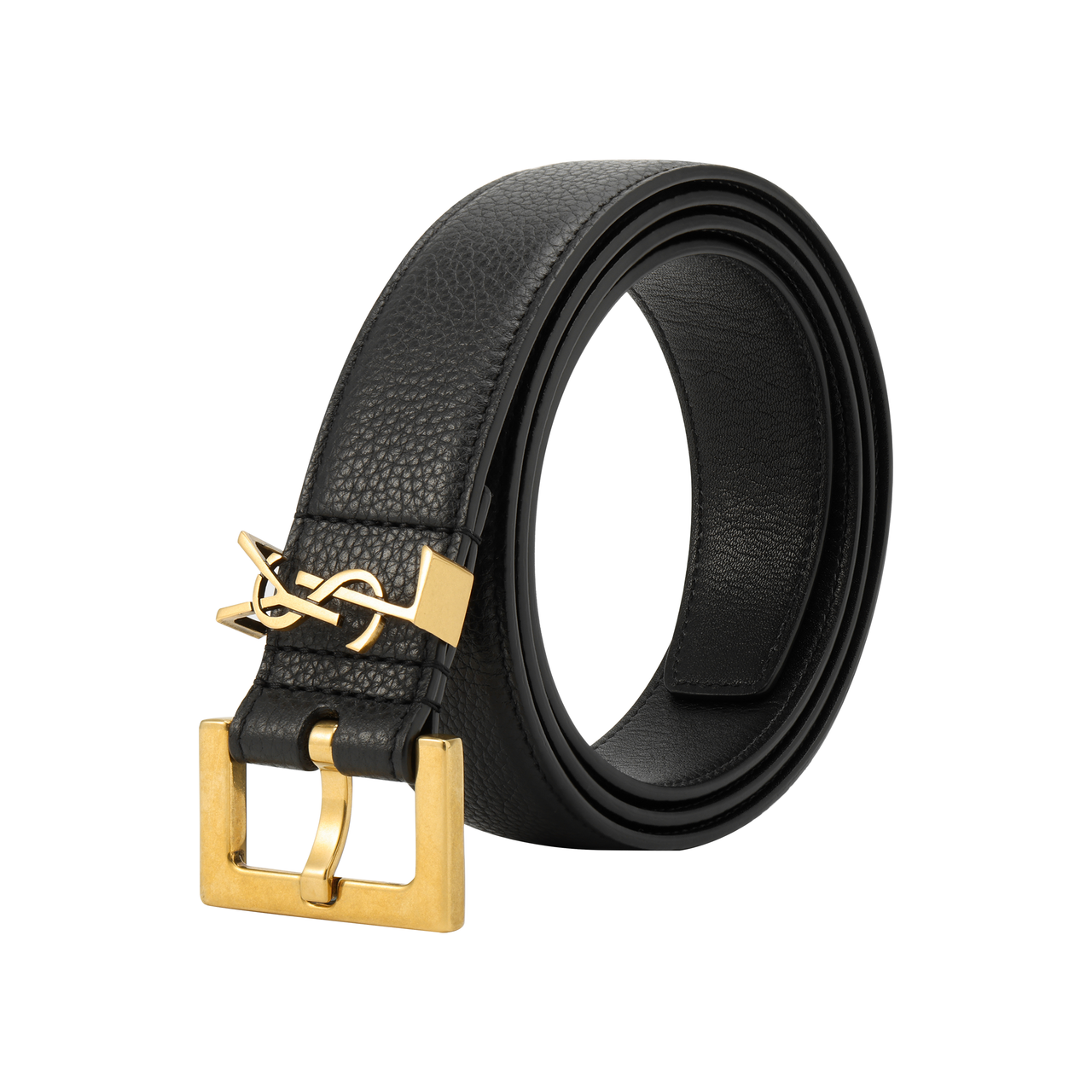 SAINT LAURENT Cassandre Logo Plaque Belt