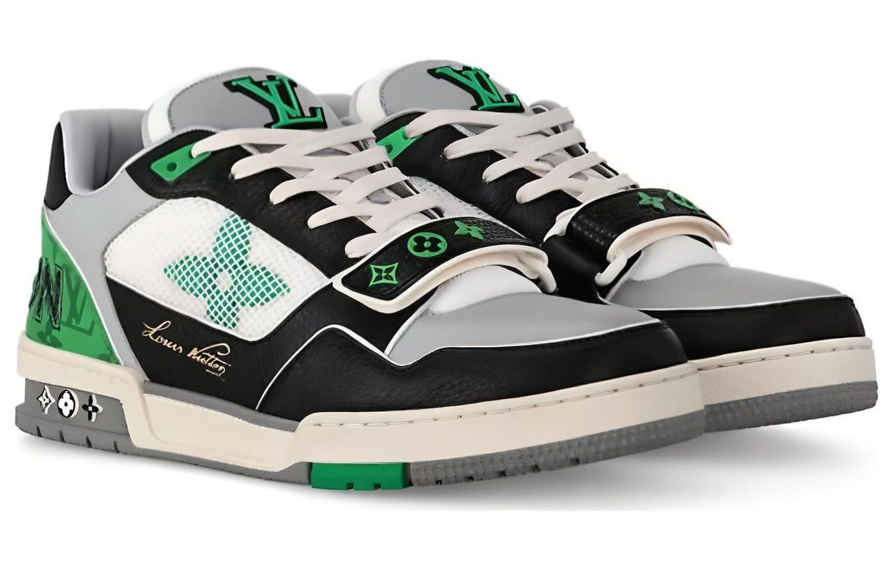 LOUIS VUITTON Lv Trainer Monogram Strap Black White Green
