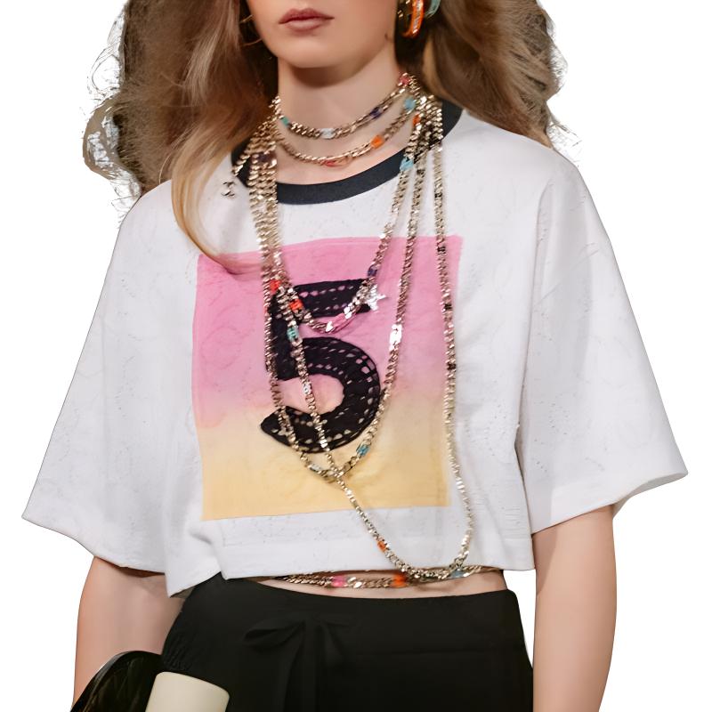 CHANEL SS24 Drop Shoulder Sleeve T-Shirt Women's White