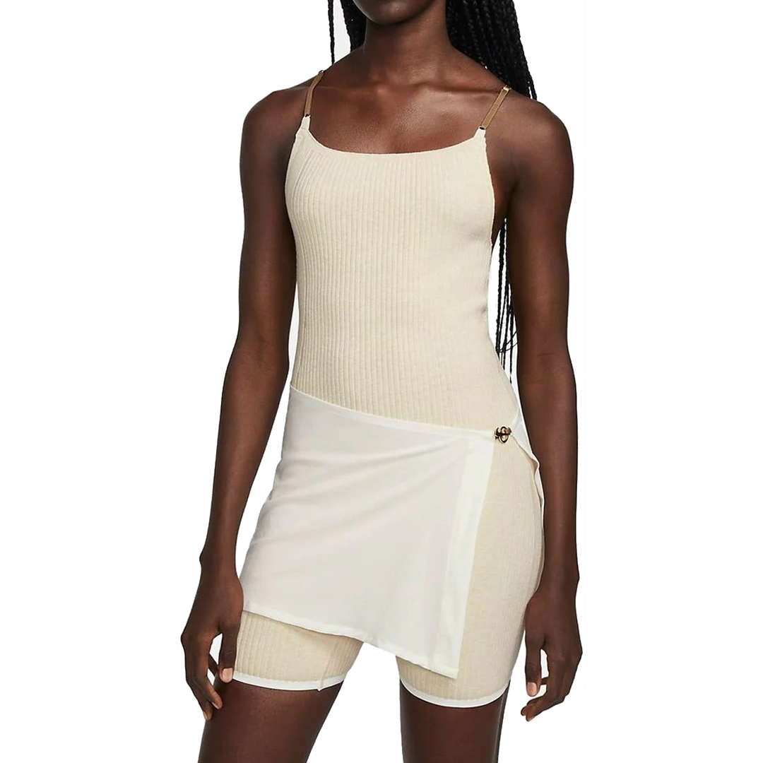 (WMNS) Nike x Jacquemus Ribbed Short Bodysuit 'Pearl White' DN3233-221