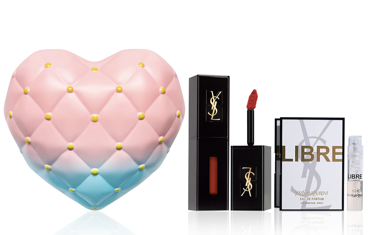 SAINT LAURENT The Vitality Is White Green Set Box Velour Easy-to-Blend Shimmer Satin Natural 2-Piece Set