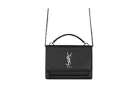 SAINT LAURENT SUNSET Cow Leather Handbag Shoulder Bag Crossbody Bag Wallets Women's Black