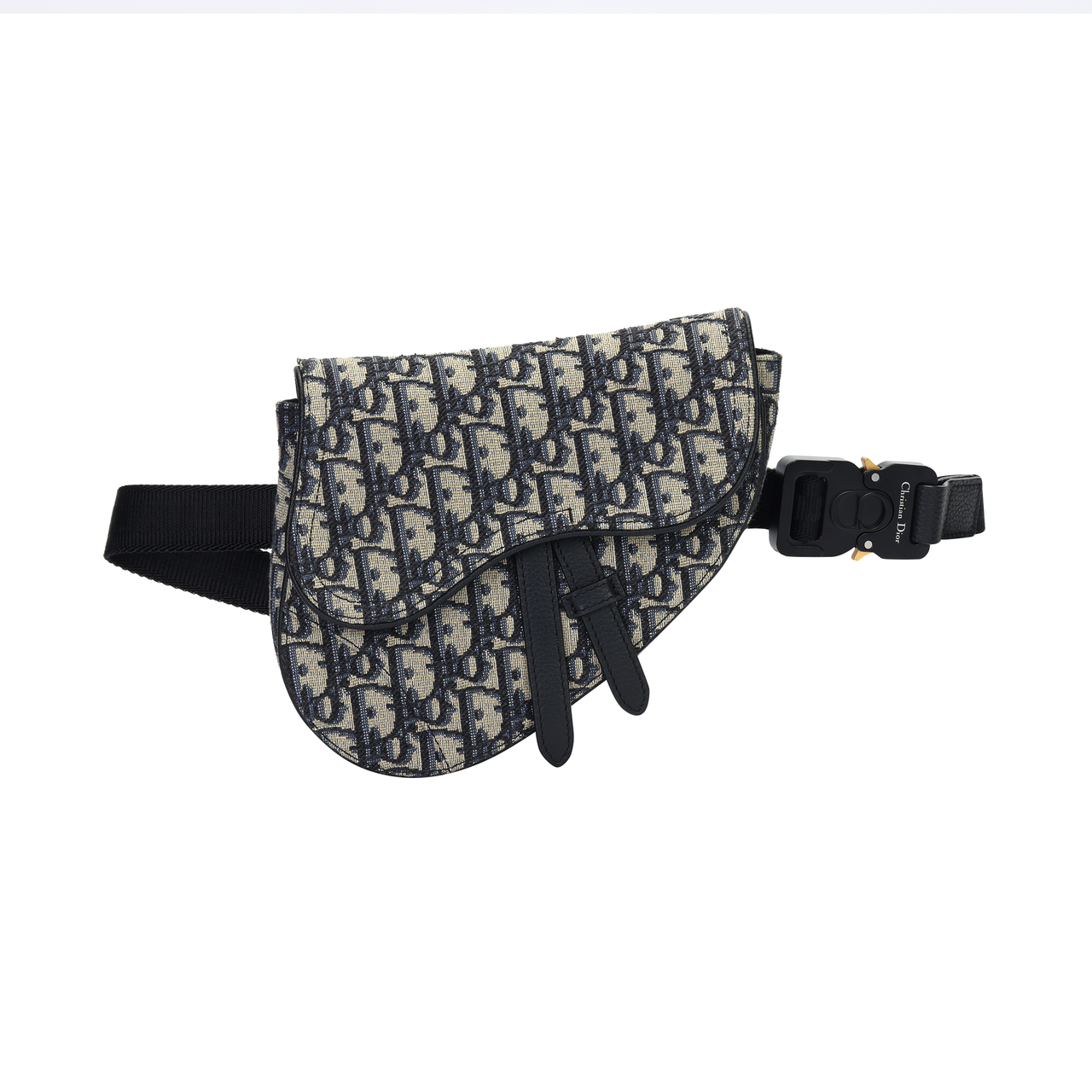 DIOR Saddle Jacquard Fabric Saddle Bag, Fanny Pack, Sling Bag, Crossbody Bag, Shoulder Bag Men's Black Beige