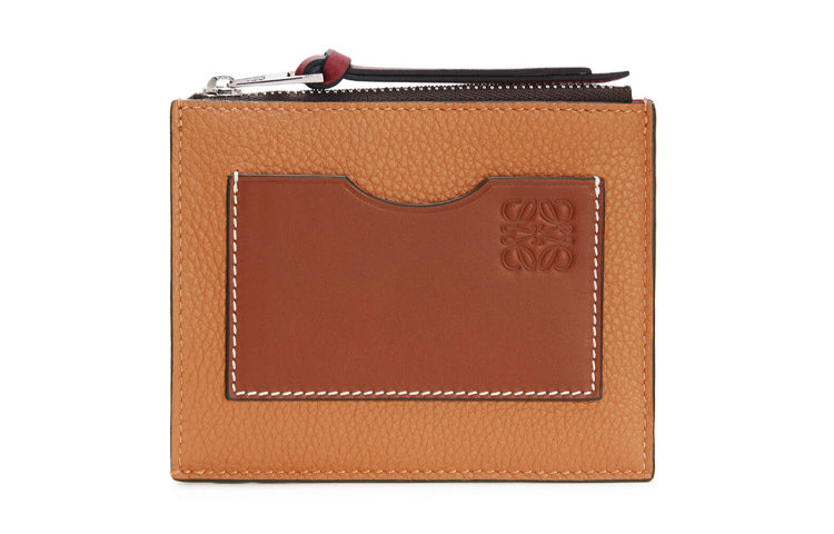 LOEWE Soft Grain Cow Leather Card Holder Women's Light Caramel/Mountain Walnut