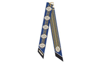 HERMES Small Silk Scarves Unisex Marine Blue/Black/Gold