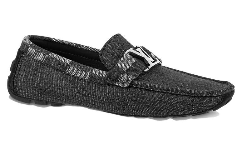 LOUIS VUITTON Hockenheim Moccasin Shoes 'Grey With Plaid Collar'