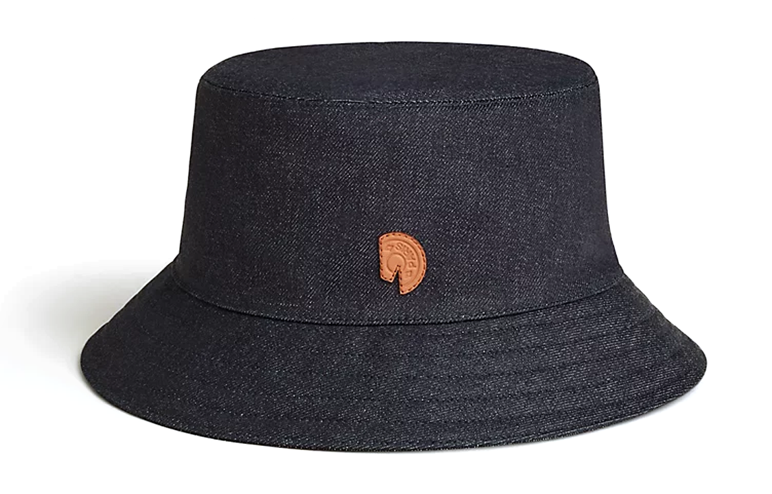 HERMES Cotton Bucket Hats Unisex Blue