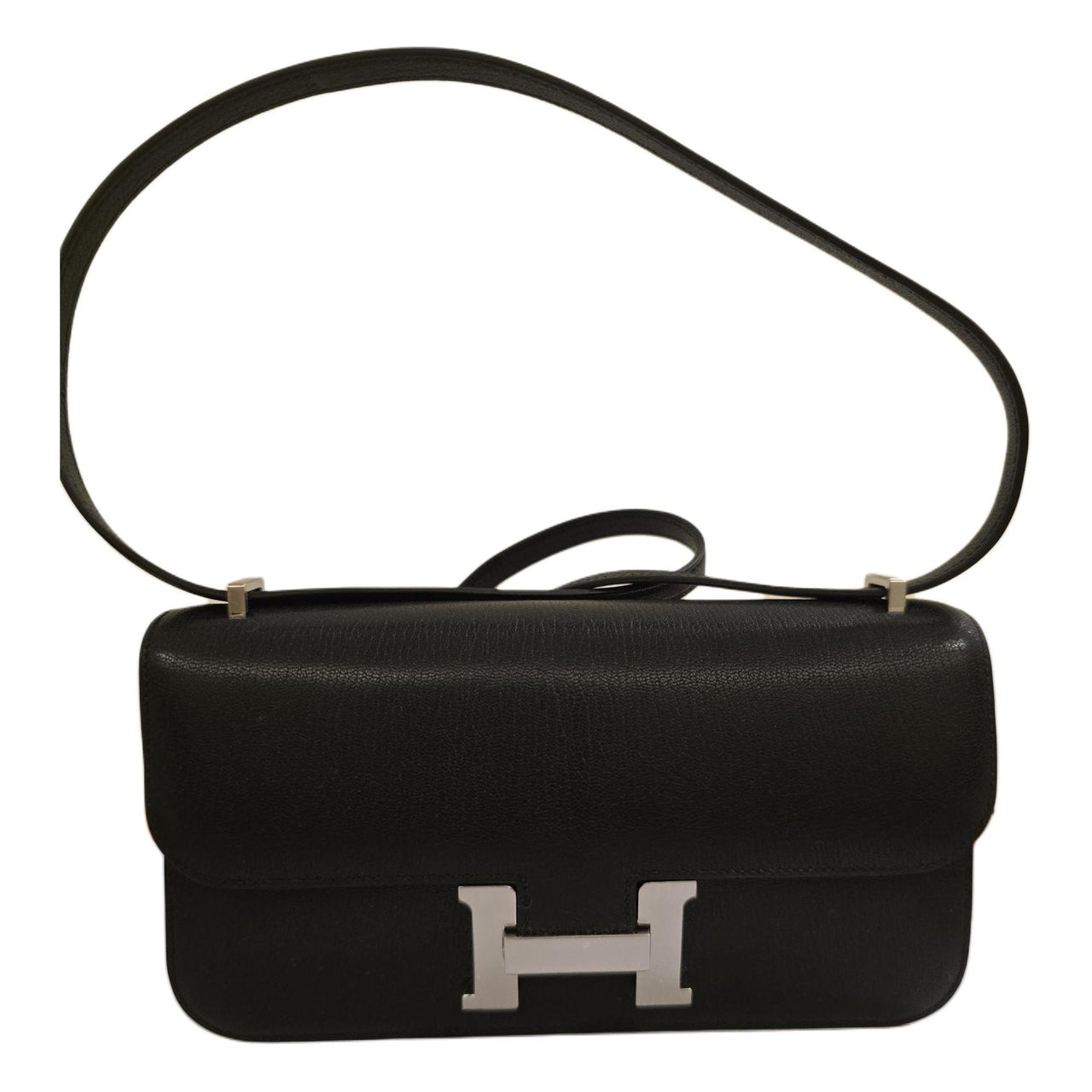 HERMES Chamkila Goat Skin Wallet, Handheld Crossbody Bag, Shoulder Bag Women's 89 Noir Black