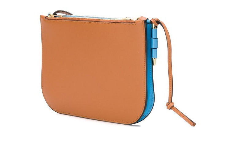 LOEWE Gate Soft Calfskin Crossbody Bag Shoulder Bag Women's Blue & Caramel