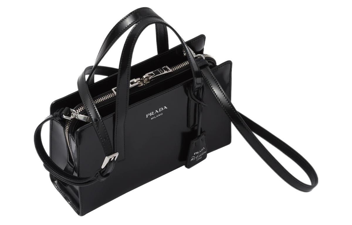 PRADA Re Edition 1995 Brushed Leather Mini Handbag Black