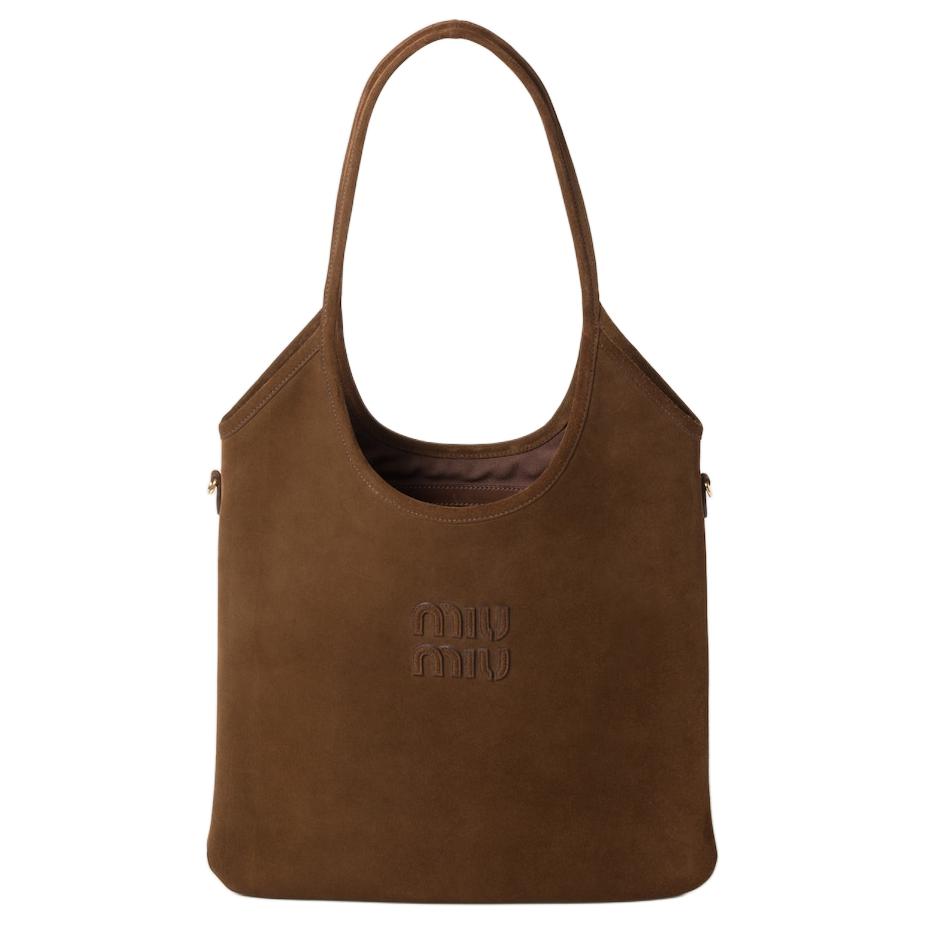 MIU MIU Ivy Suede Tote Bag, Shopping Bag, Shoulder Bag, Handbag Women's Cocoa Brown