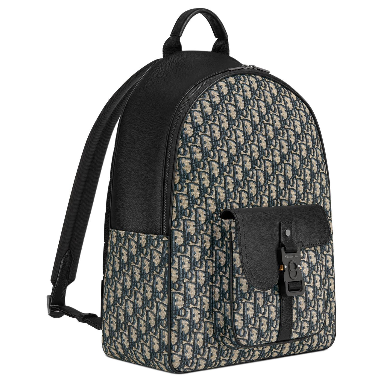 DIOR Saddle Oblique Jacquard Canvas With Grainy Surface Calfskin Backpack Regular Men's Beige & Black