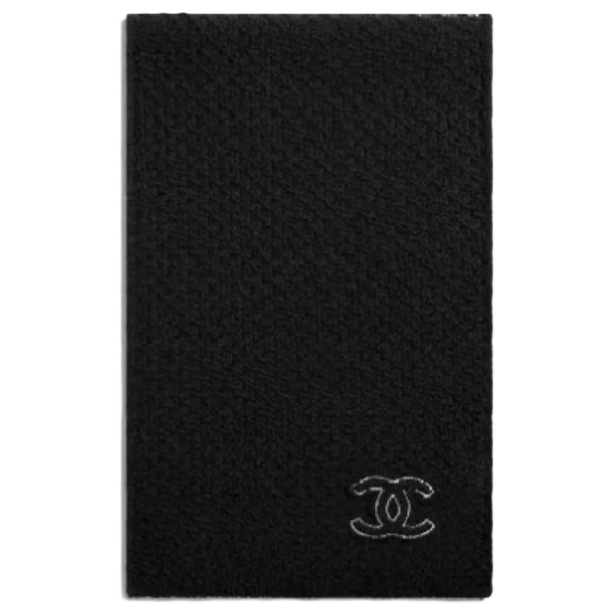 CHANEL Wool Knit Scarves Women's Black