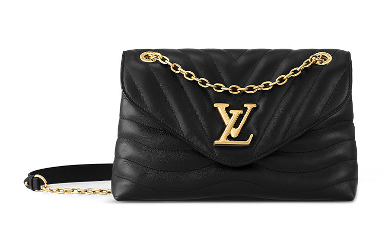 LOUIS VUITTON New Wave Cow Leather Shoulder Bag, Crossbody Bag Large Size Women's Black