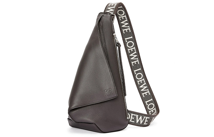 LOEWE Anton Sling Soft Smooth Cow Leather With Jacquard Fabric Sling Bag Regular Men's Dark Gray