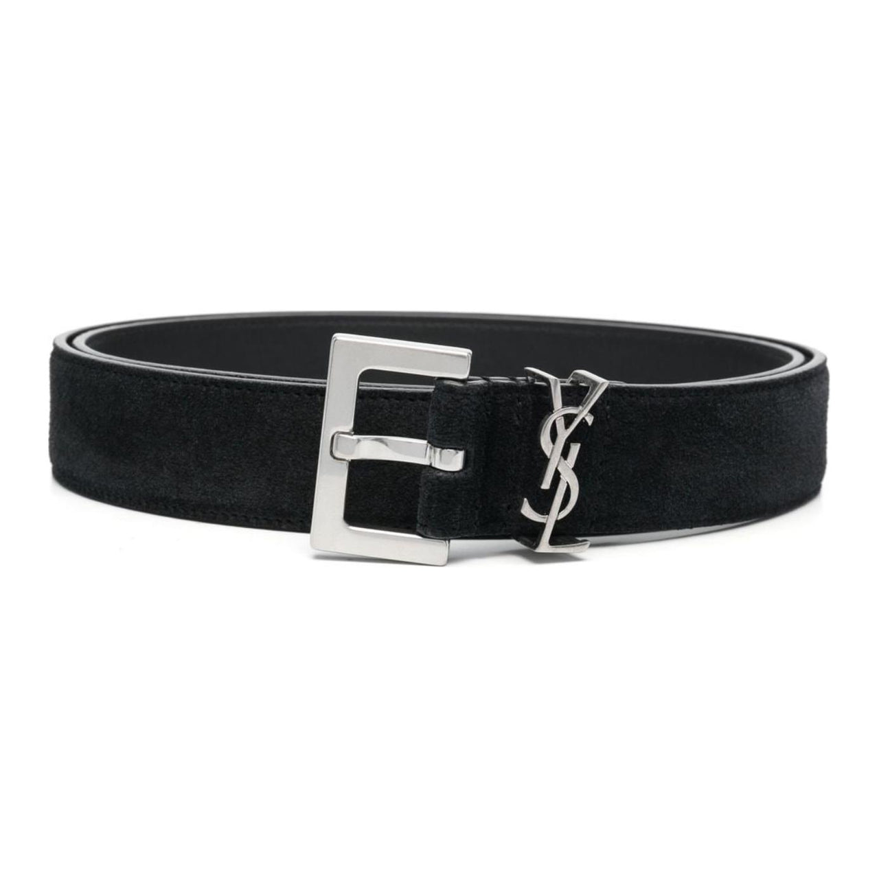 SAINT LAURENT Logo Plaque Buckled Belt